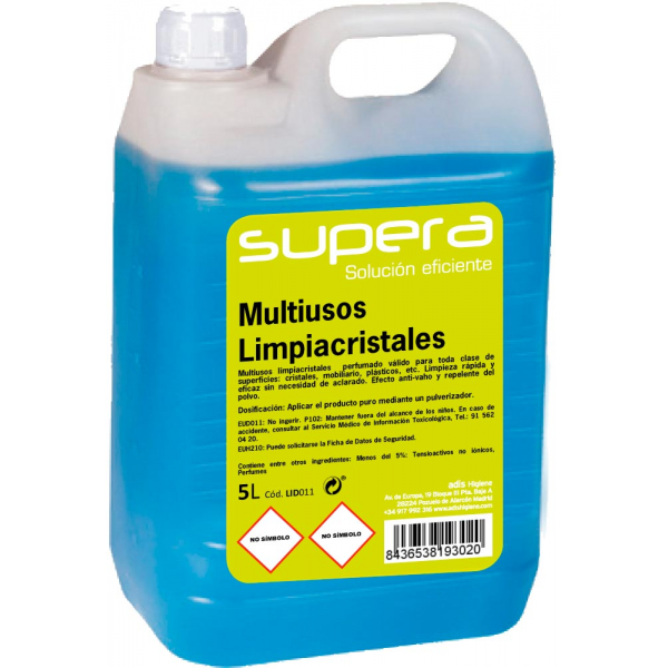 Líquido Limpiacristales Autosecante Drop 01 | Limpiacristales azul |  Líquido limpiacristales 5 litros | Limpiador de cristales multiusos | Marca